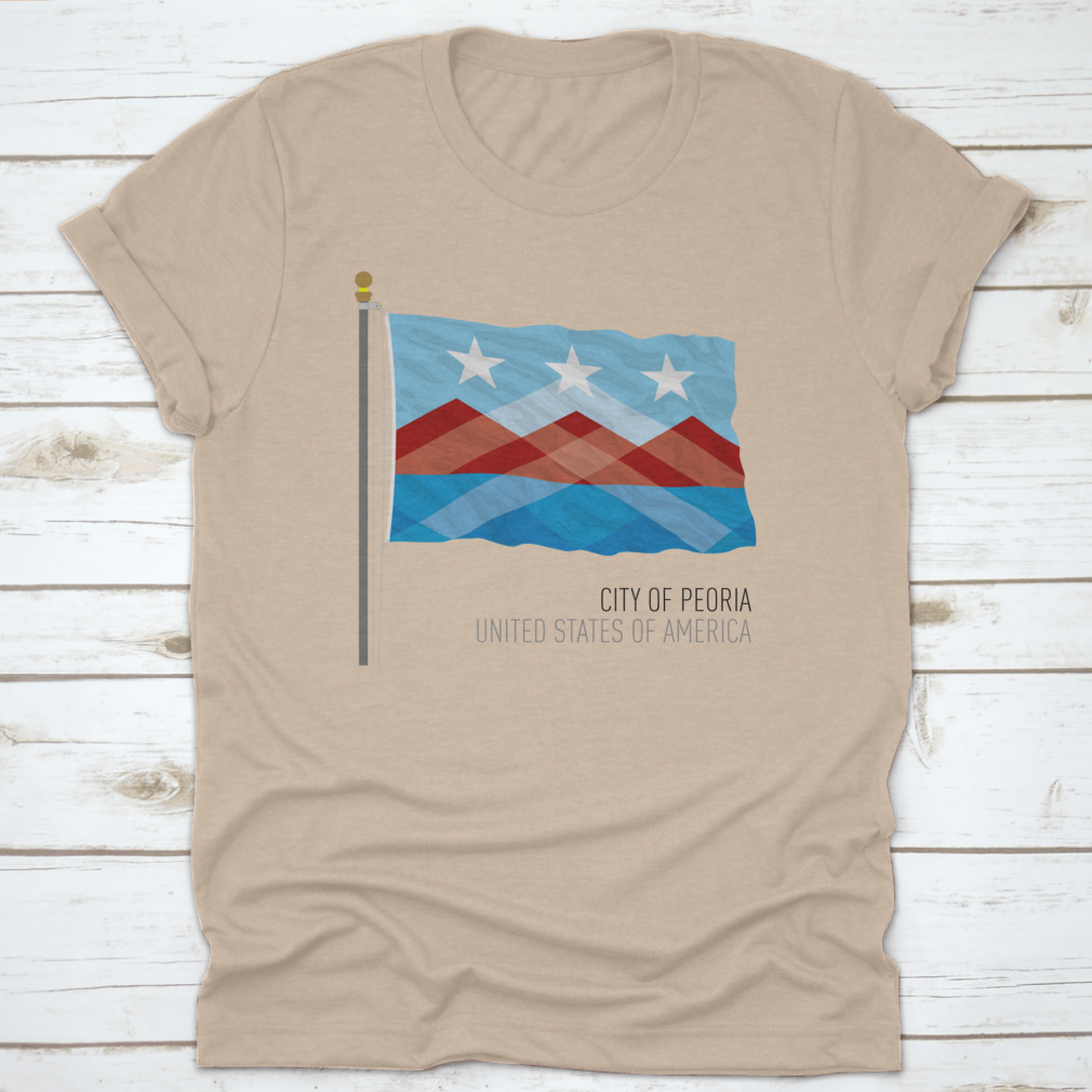 Vector illustration of the City of Peoria Flag, showcasing vibrant colors and design elements representing Peoria, Illinois.