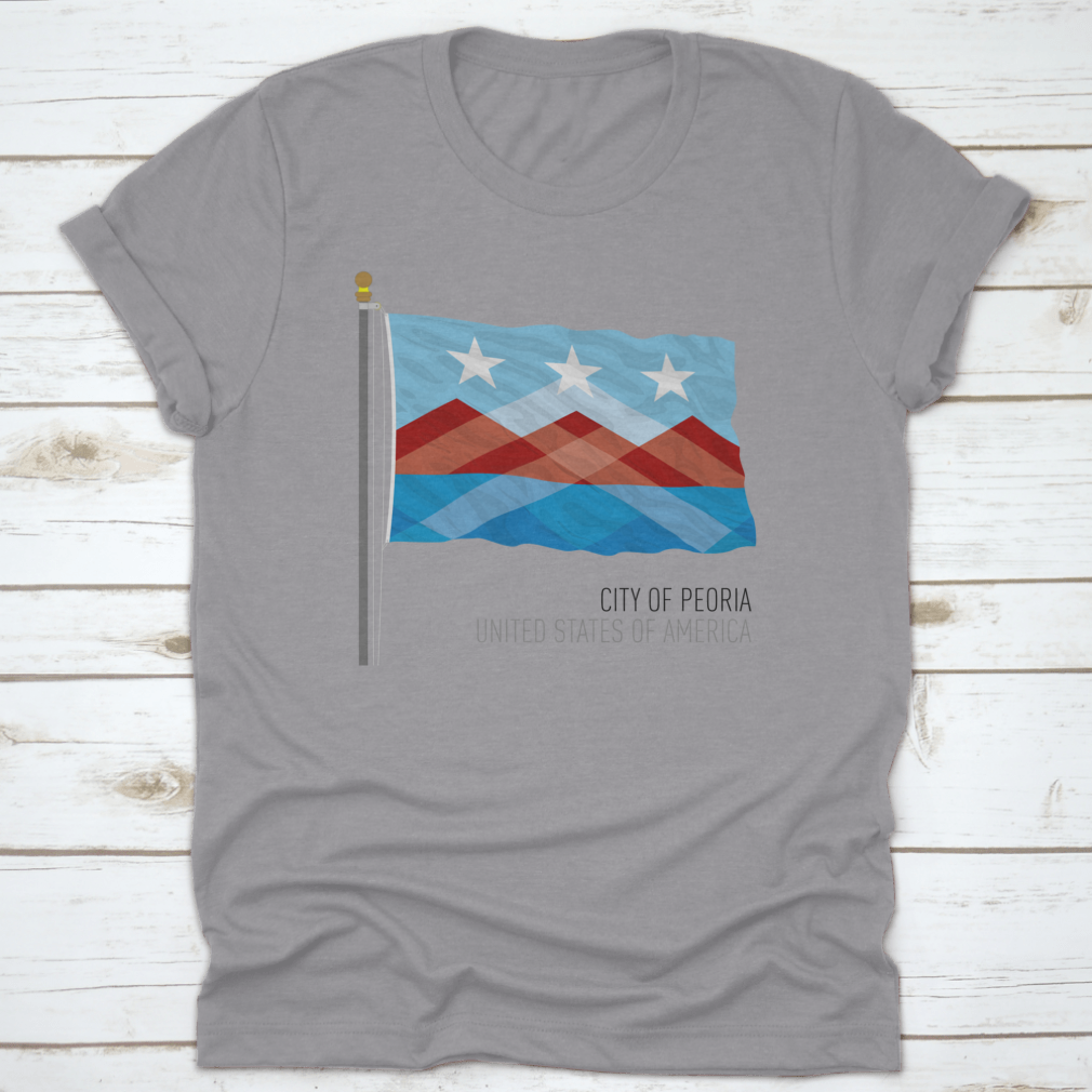 Vector illustration of the City of Peoria Flag, showcasing vibrant colors and design elements representing Peoria, Illinois.