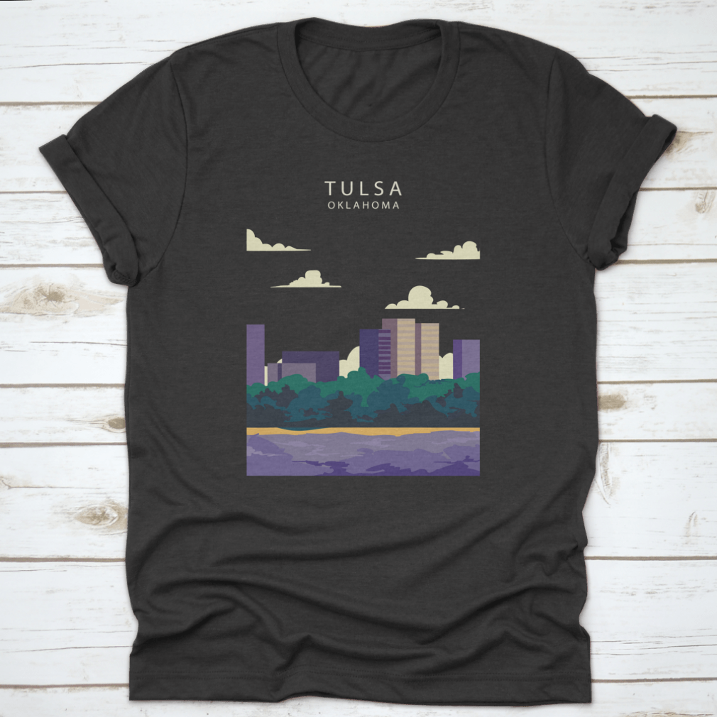 Vector illustration of the Tulsa City skyline, showcasing iconic buildings and urban landscape in vibrant colors.