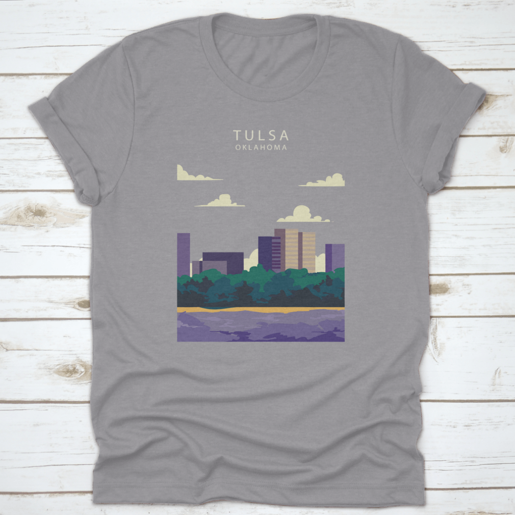 Vector illustration of the Tulsa City skyline, showcasing iconic buildings and urban landscape in vibrant colors.