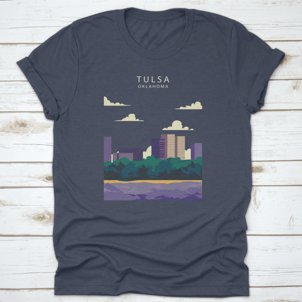 Vector illustration of the Tulsa City skyline, showcasing iconic buildings and urban landscape in vibrant colors.