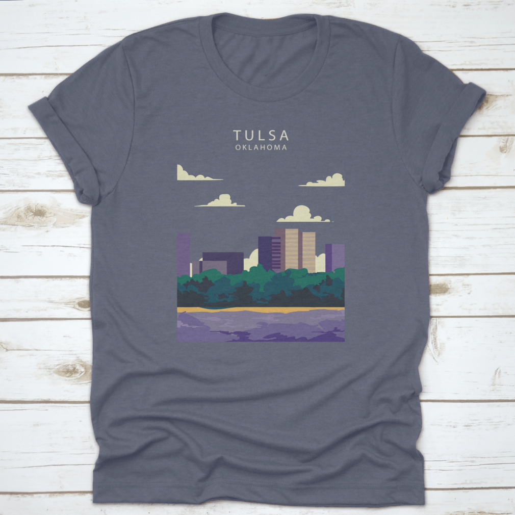 Vector illustration of the Tulsa City skyline, showcasing iconic buildings and urban landscape in vibrant colors.