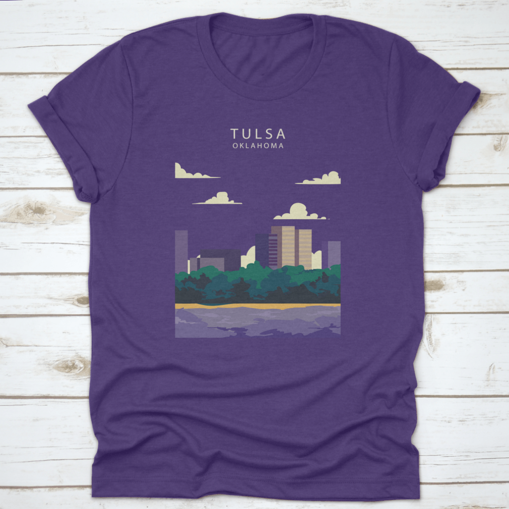 Vector illustration of the Tulsa City skyline, showcasing iconic buildings and urban landscape in vibrant colors.