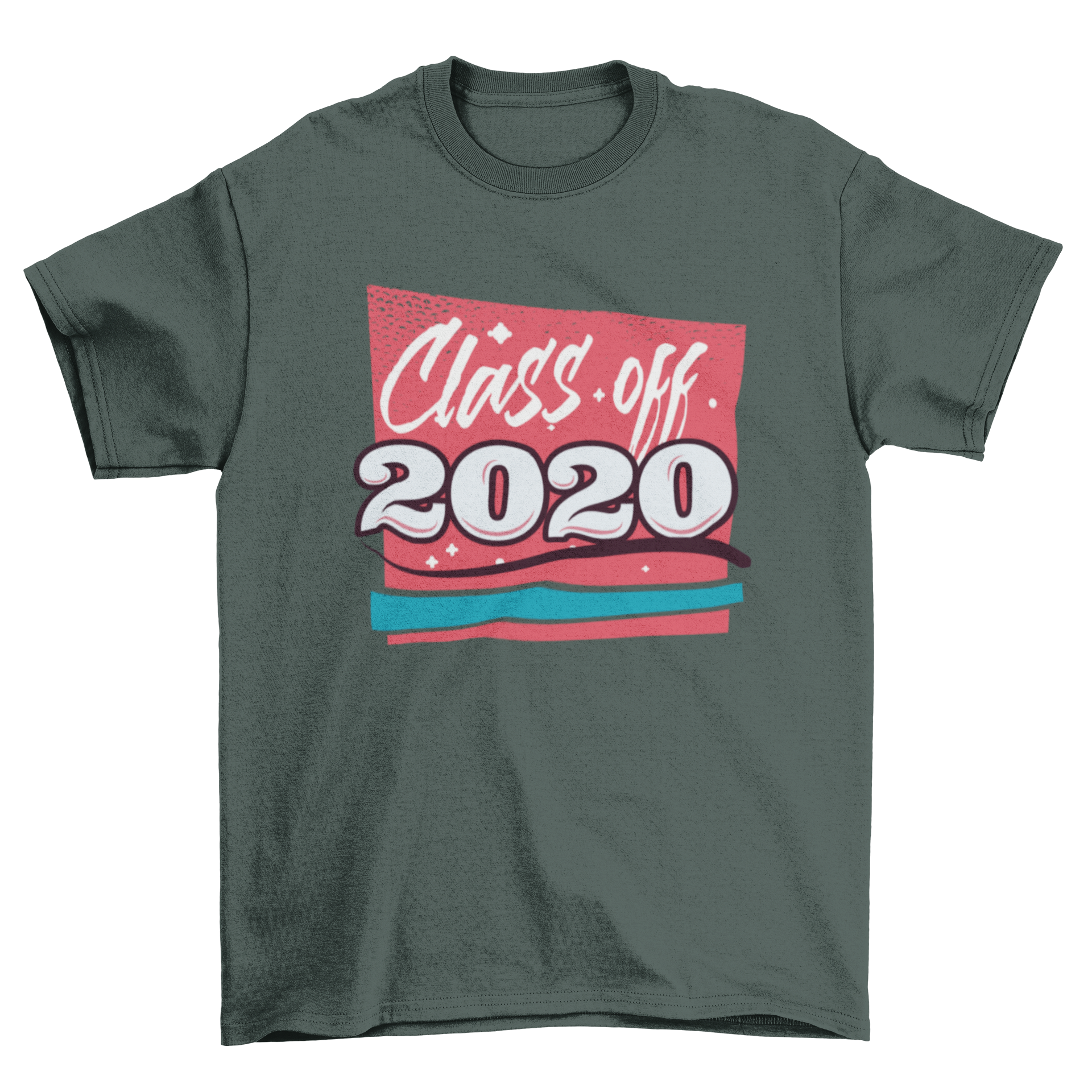 Class of 2020 T-shirt design featuring bold lettering and a graduation quote.
