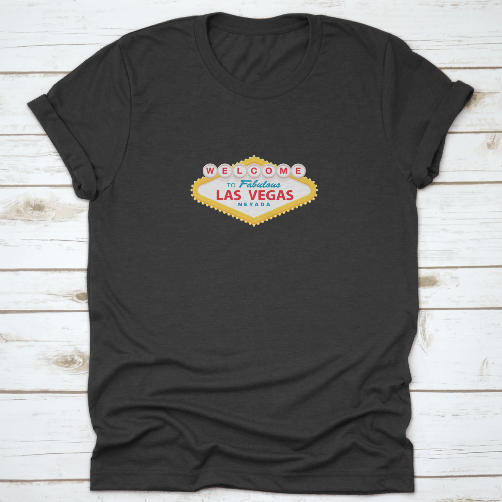 Classic Retro Welcome To Las Vegas Sign t-shirt in a modern flat vector design, showcasing vibrant colors and a comfortable fit.