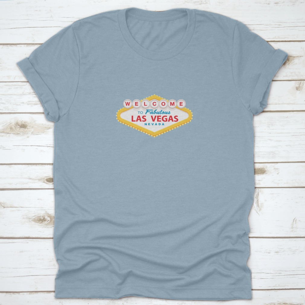 Classic Retro Welcome To Las Vegas Sign t-shirt in a modern flat vector design, showcasing vibrant colors and a comfortable fit.