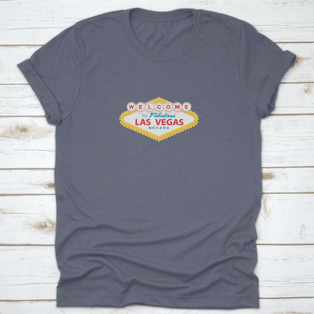 Classic Retro Welcome To Las Vegas Sign t-shirt in a modern flat vector design, showcasing vibrant colors and a comfortable fit.