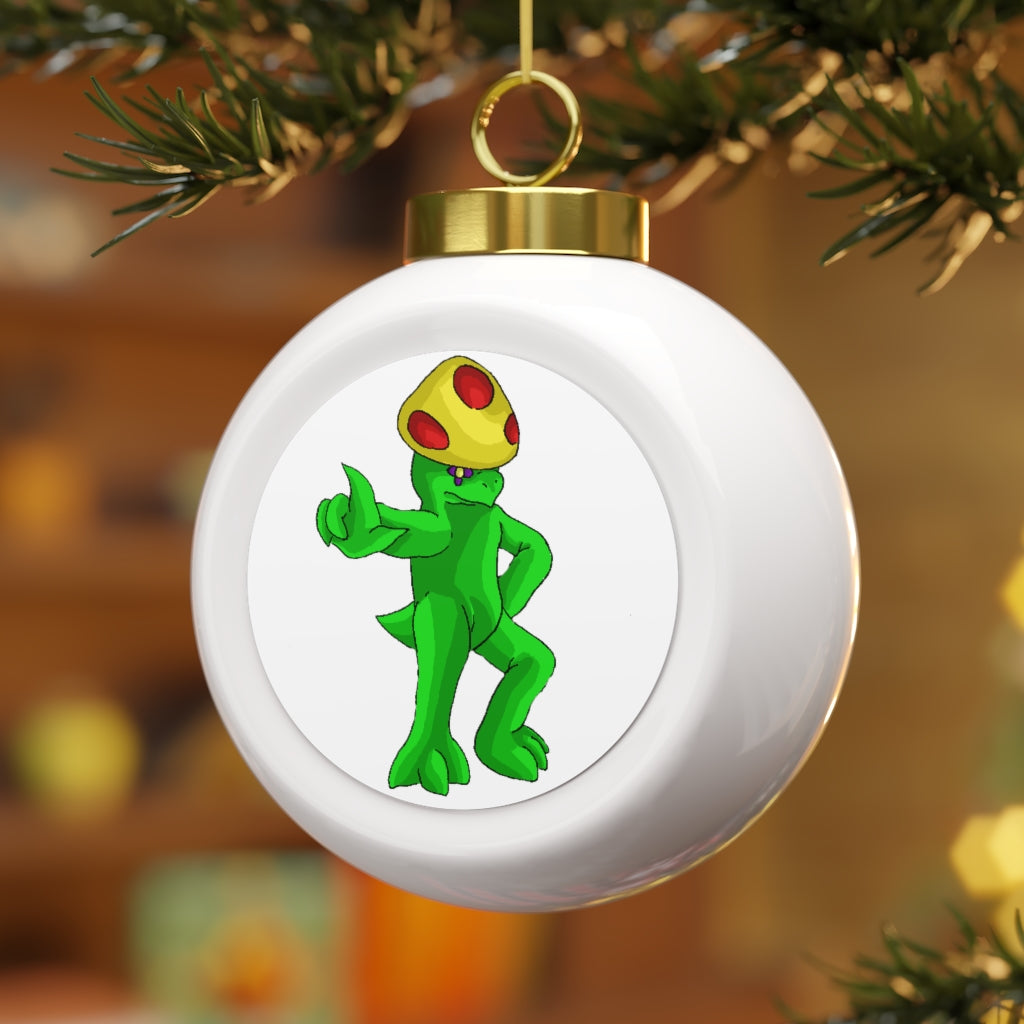 Clawmep Christmas Ball Ornament with glossy finish and gold ribbon, featuring a vintage design and customizable metal insert.