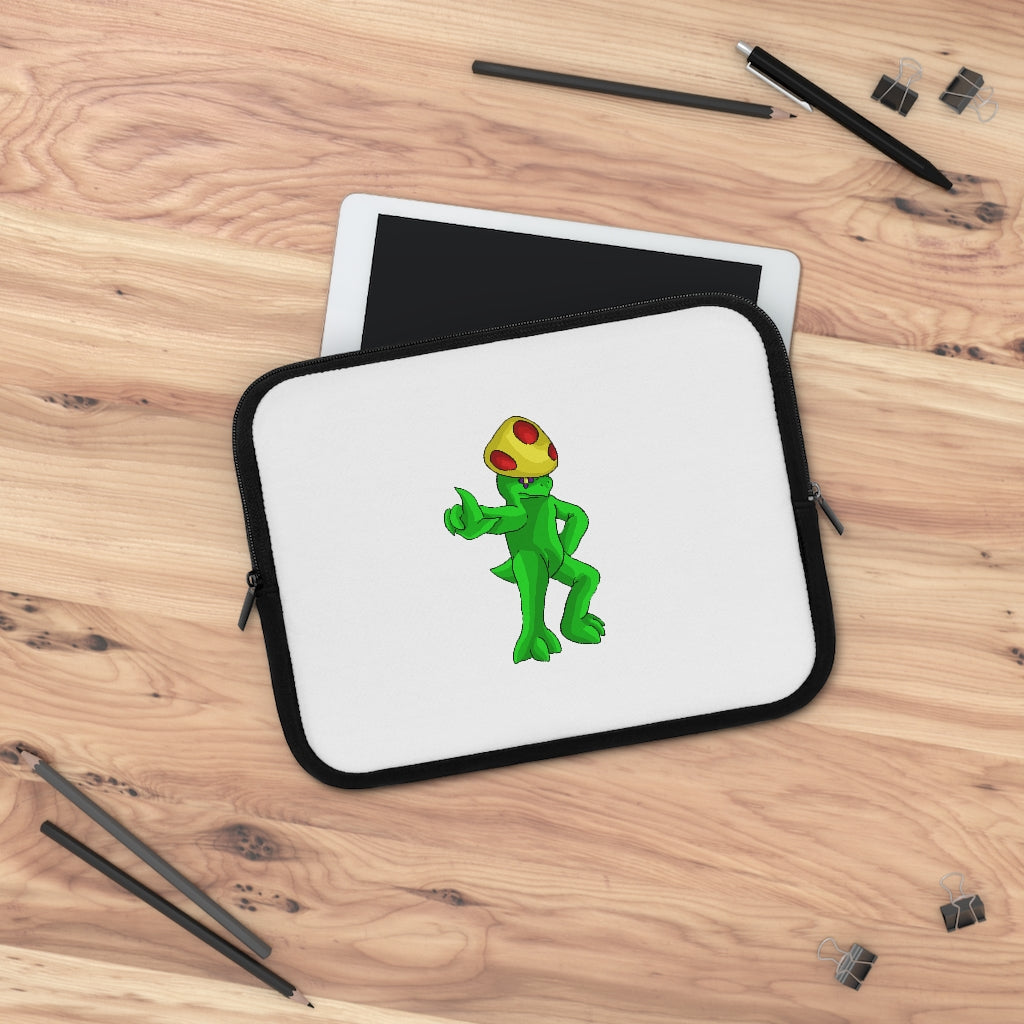 Clawmep Laptop Sleeve featuring a customizable front design and a sleek black polyester back, ideal for protecting laptops during travel.