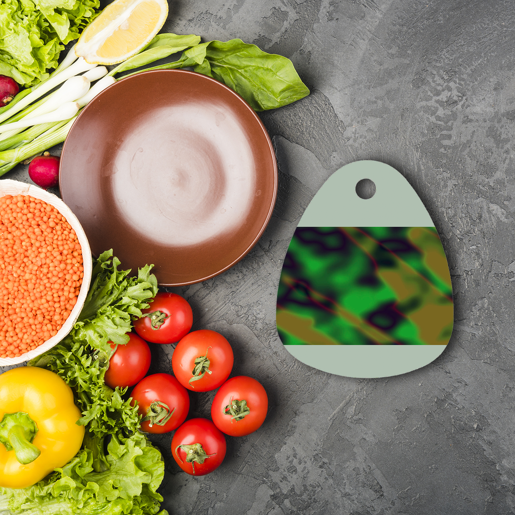 Cloud Concept Painting Sublimation Glass Cutting Board with a round shape, featuring a customizable design area and four rubber feet for stability.