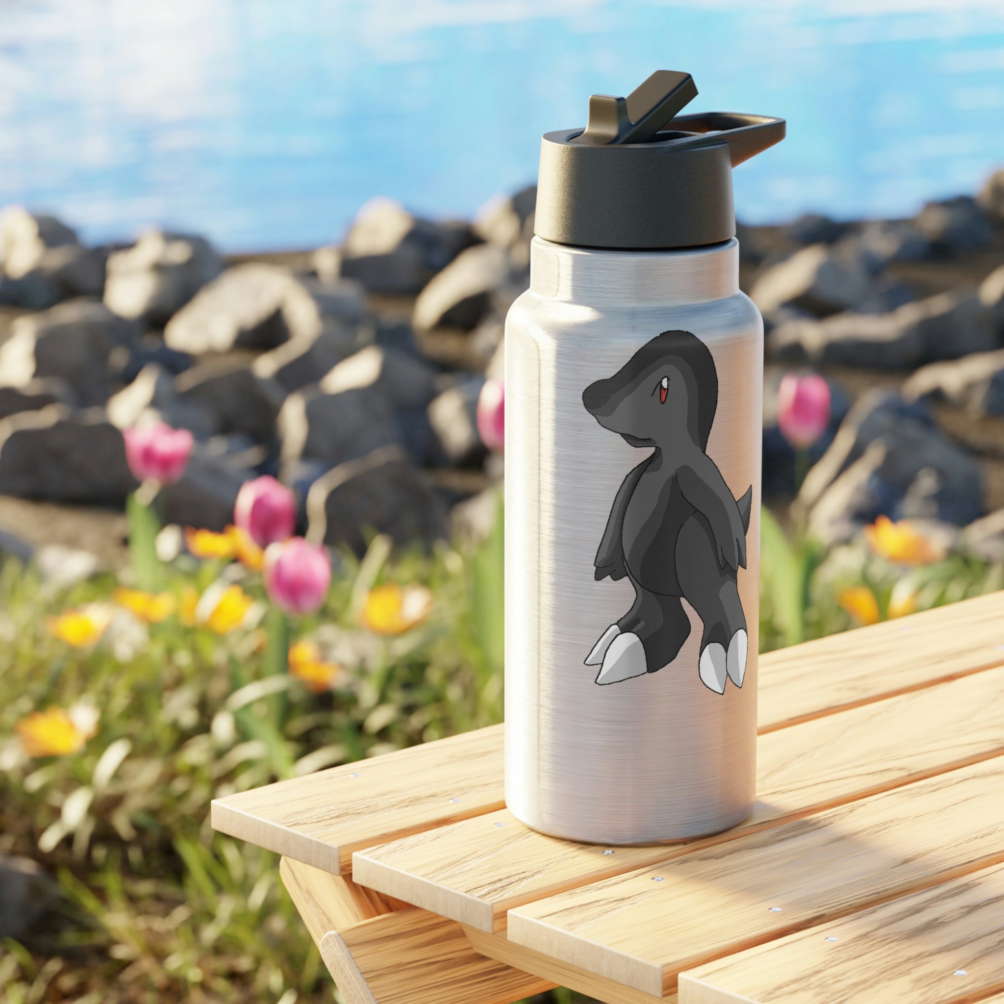 Cloudydo Gator Tumbler in stainless steel with a straw, showcasing customizable design options.