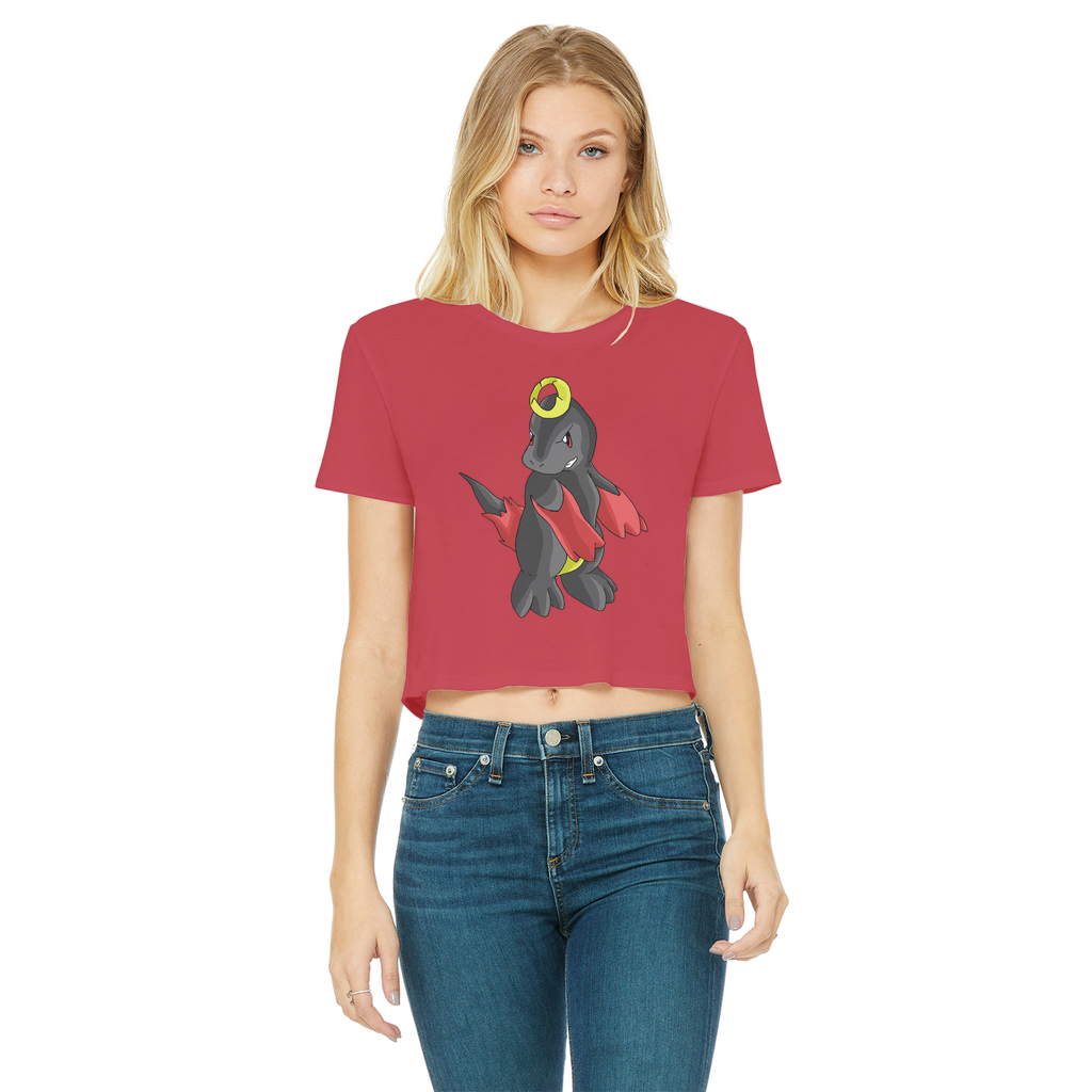 Clowdyking Classic Women's Cropped Raw Edge T-Shirt in various colors with raw edge hem and short sleeves.