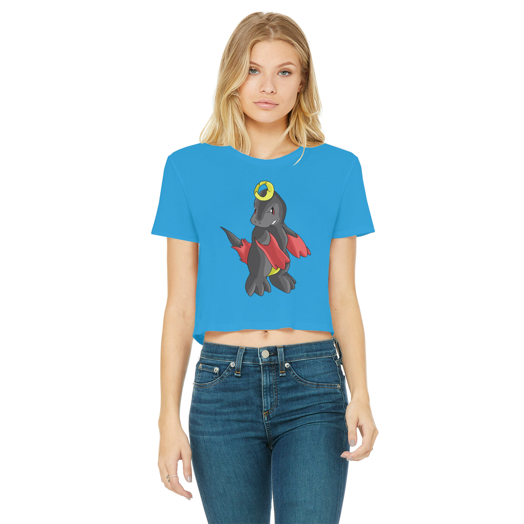 Clowdyking Classic Women's Cropped Raw Edge T-Shirt in various colors with raw edge hem and short sleeves.