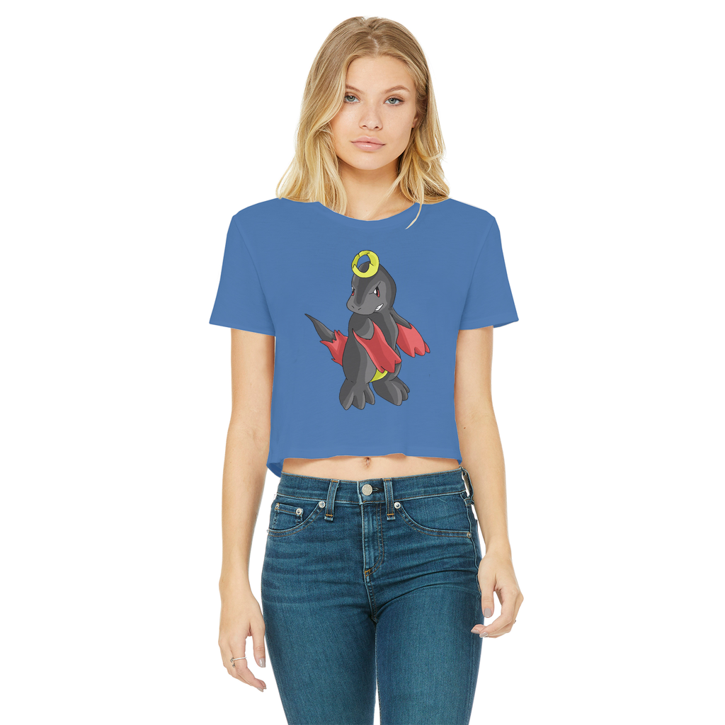 Clowdyking Classic Women's Cropped Raw Edge T-Shirt in various colors with raw edge hem and short sleeves.