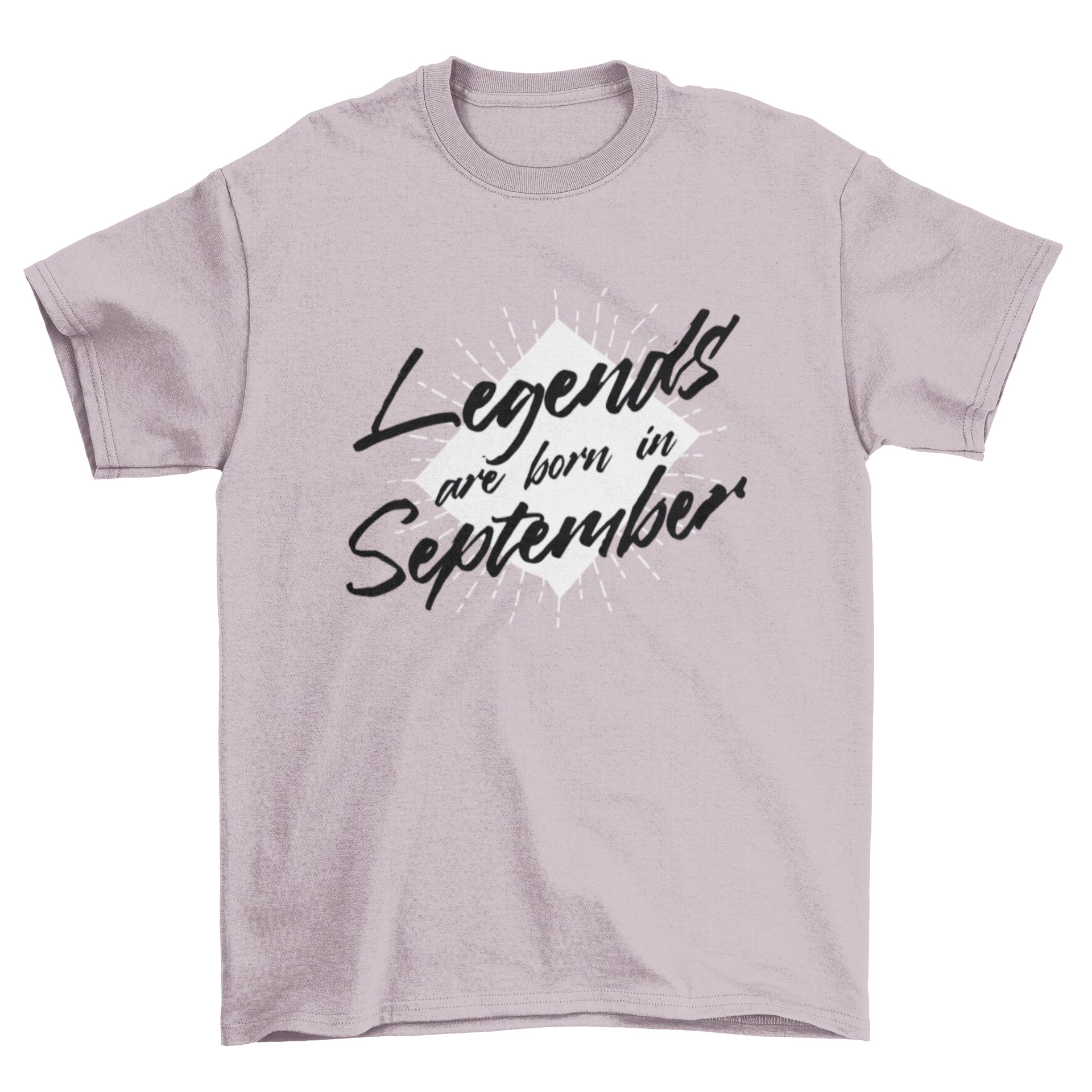 Cool birthday t-shirt featuring artistic lettering that reads 'Legends are born in September'.