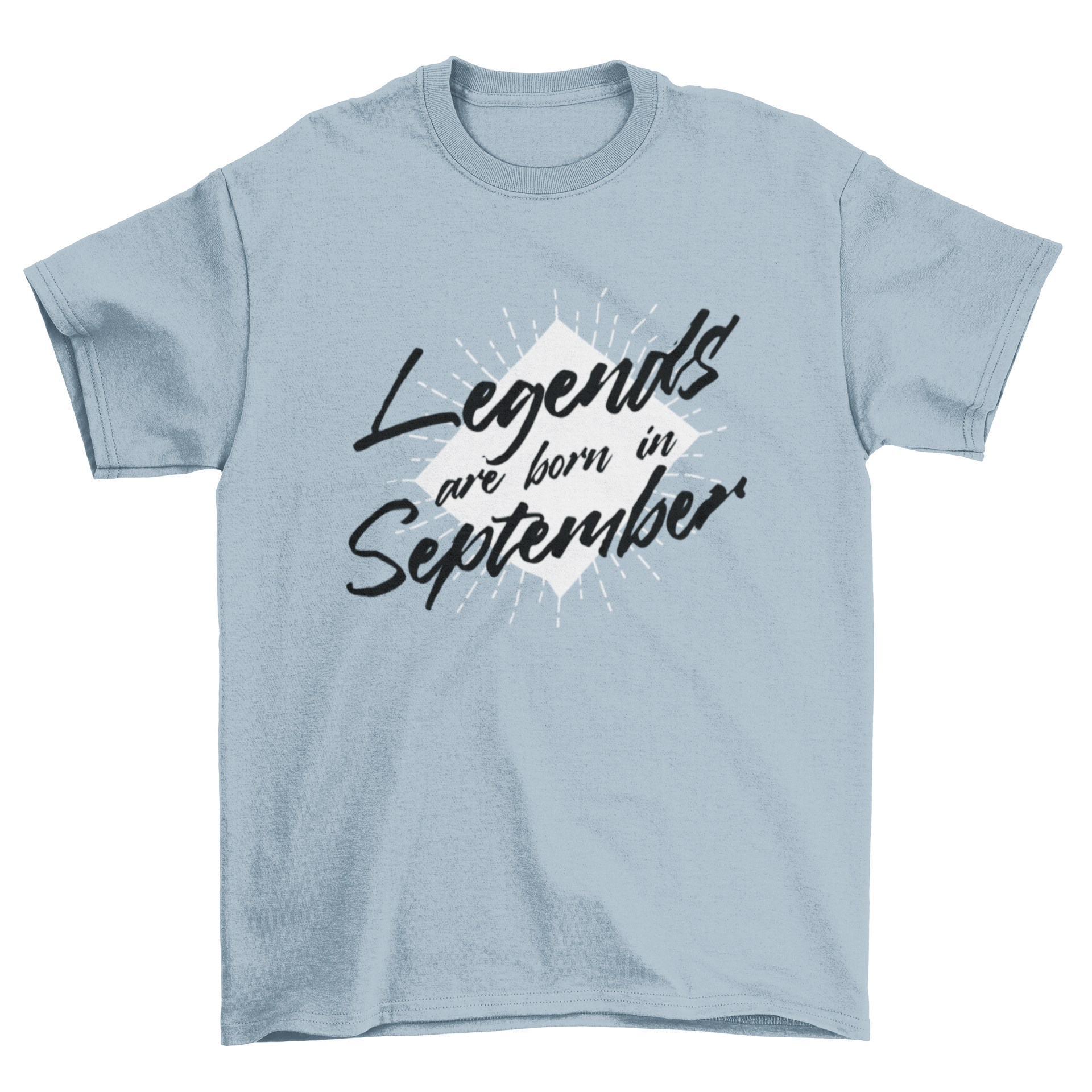 Cool birthday t-shirt featuring artistic lettering that reads 'Legends are born in September'.