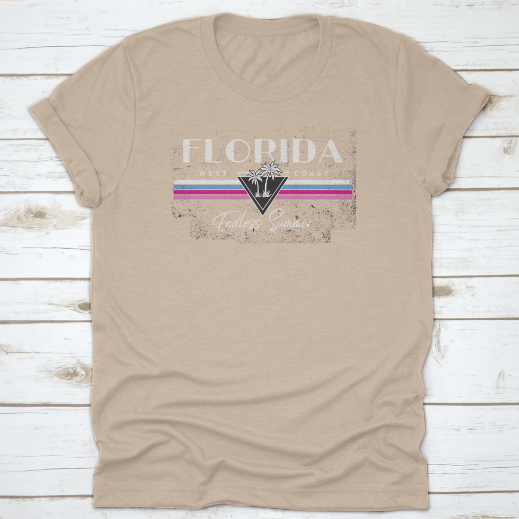 Vector design of a Florida beach scene with the phrase 'Endless Summer', showcasing vibrant colors and a relaxed beach vibe.