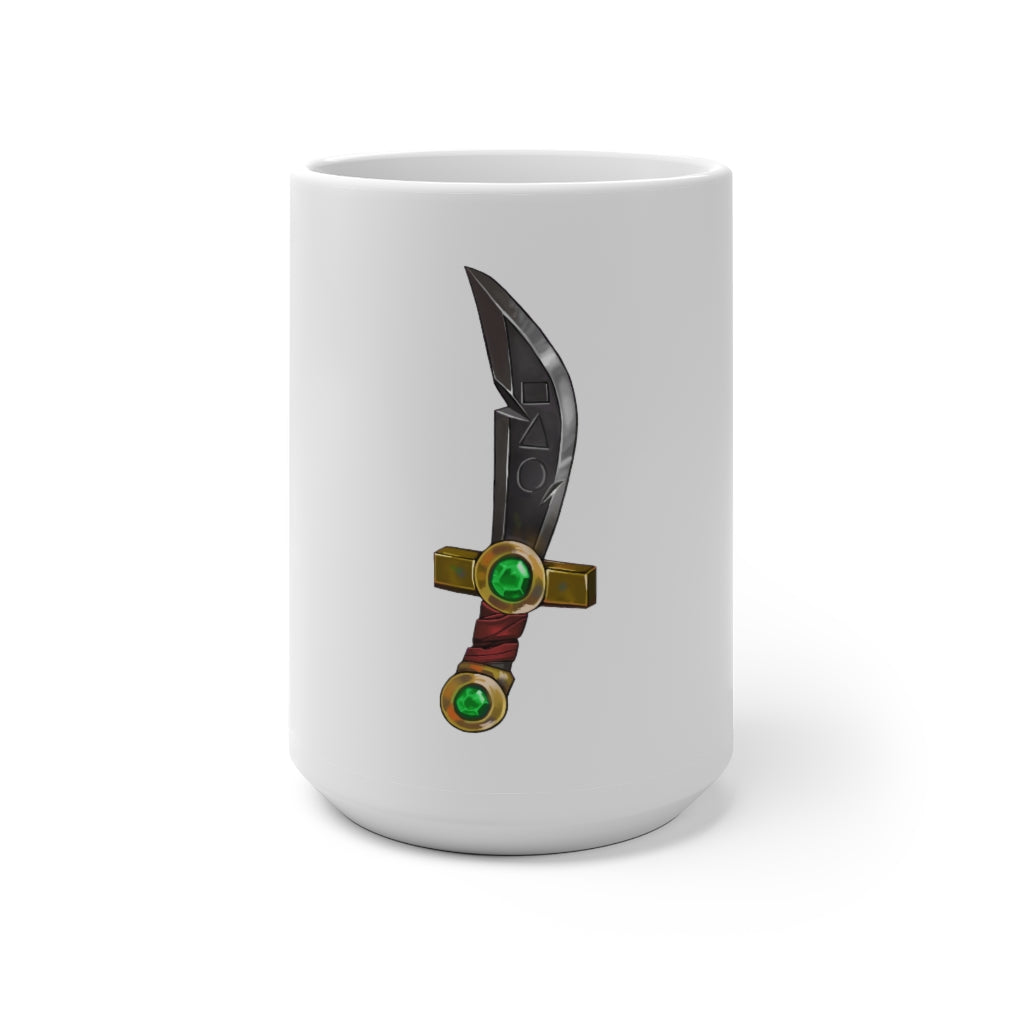 A color changing mug displaying vibrant colors, perfect for warm beverages, featuring a C-handle and rounded corners.