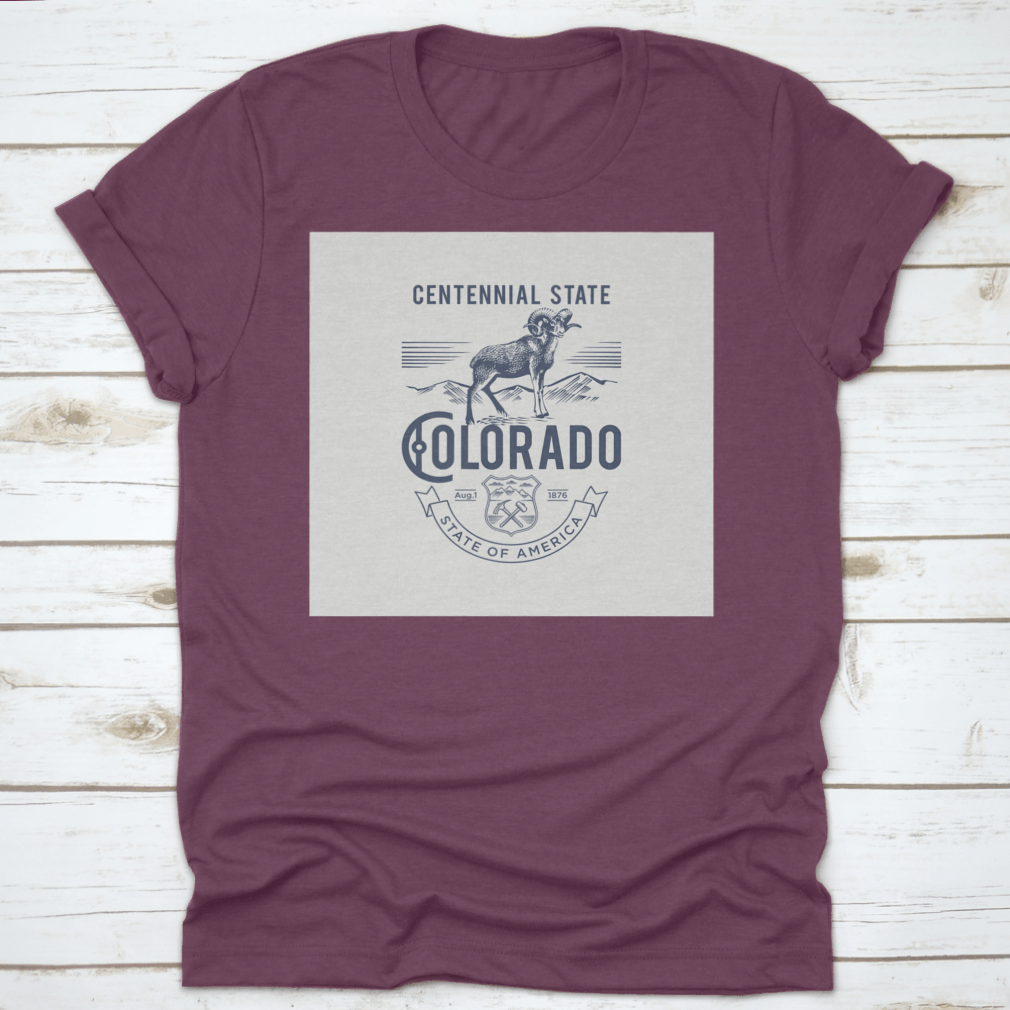 A stylish t-shirt featuring the Colorado Centennial State emblem, made from soft cotton fabric.