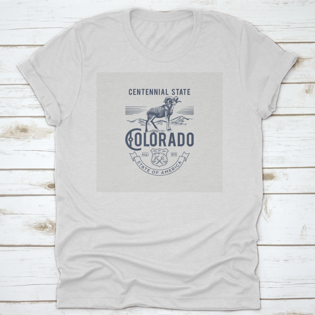 A stylish t-shirt featuring the Colorado Centennial State emblem, made from soft cotton fabric.