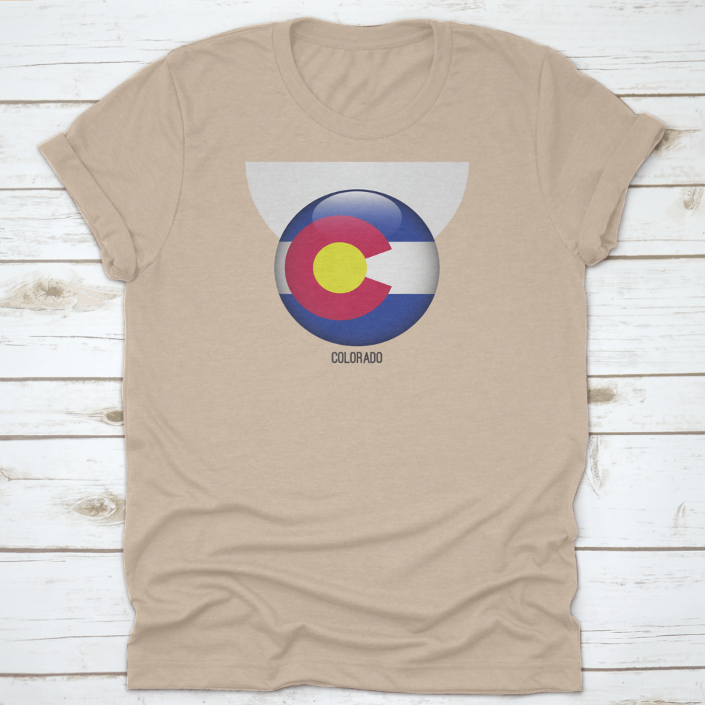 Colorado Flag in Circle Shape, featuring vibrant colors and a grungy design, made from 100% cotton for comfort.