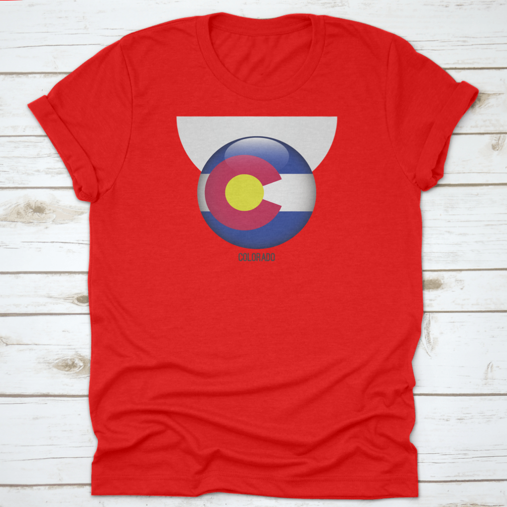 Colorado Flag in Circle Shape, featuring vibrant colors and a grungy design, made from 100% cotton for comfort.