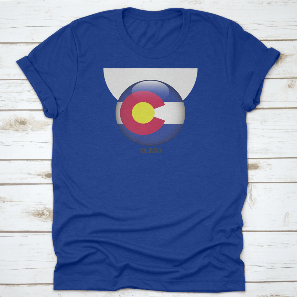 Colorado Flag in Circle Shape, featuring vibrant colors and a grungy design, made from 100% cotton for comfort.