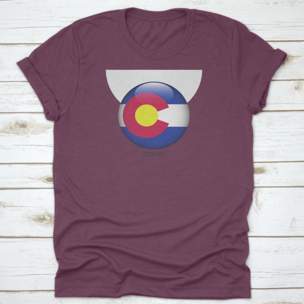 Colorado Flag in Circle Shape, featuring vibrant colors and a grungy design, made from 100% cotton for comfort.