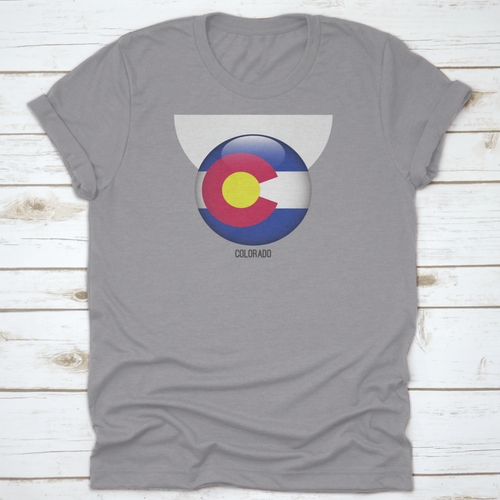 Colorado Flag in Circle Shape, featuring vibrant colors and a grungy design, made from 100% cotton for comfort.