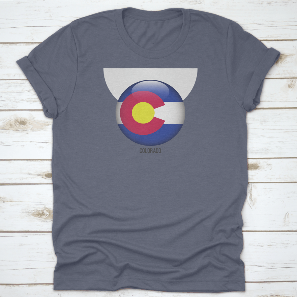 Colorado Flag in Circle Shape, featuring vibrant colors and a grungy design, made from 100% cotton for comfort.