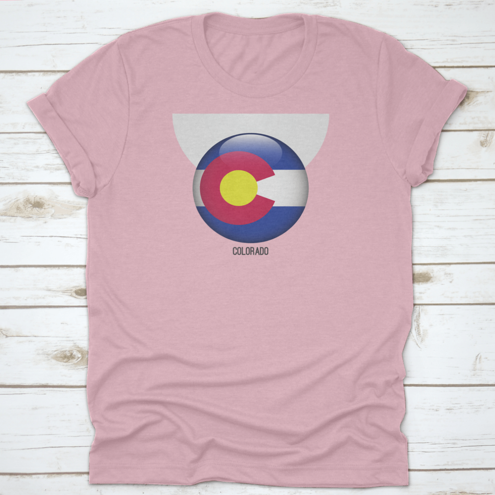 Colorado Flag in Circle Shape, featuring vibrant colors and a grungy design, made from 100% cotton for comfort.