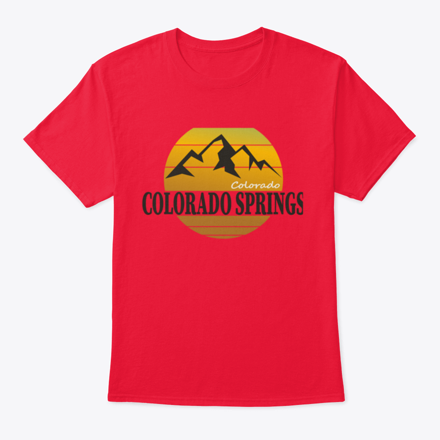 A comfortable Colorado Springs Colorado Tourism T-shirt displayed on a wooden background, showcasing its classic fit and quality fabric.