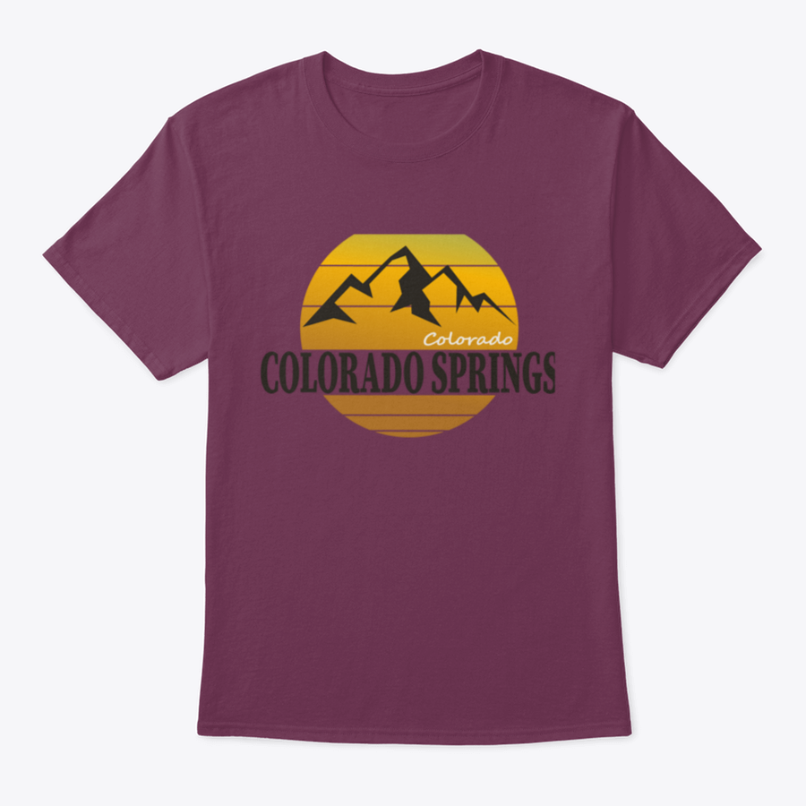 A comfortable Colorado Springs Colorado Tourism T-shirt displayed on a wooden background, showcasing its classic fit and quality fabric.