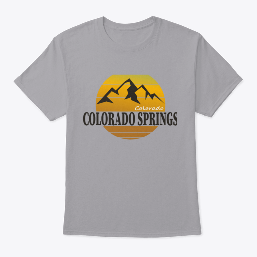 A comfortable Colorado Springs Colorado Tourism T-shirt displayed on a wooden background, showcasing its classic fit and quality fabric.
