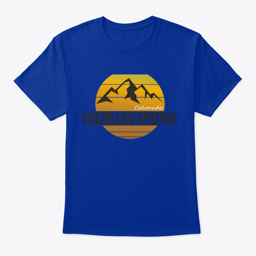 A comfortable Colorado Springs Colorado Tourism T-shirt displayed on a wooden background, showcasing its classic fit and quality fabric.