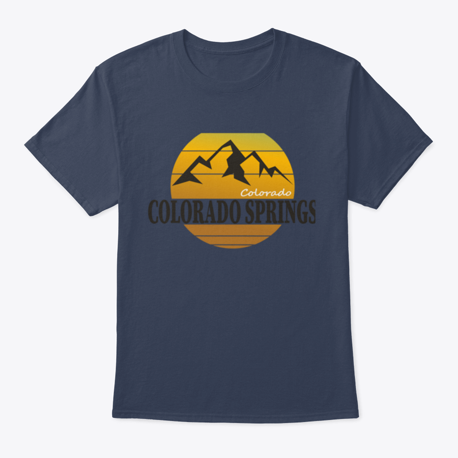 A comfortable Colorado Springs Colorado Tourism T-shirt displayed on a wooden background, showcasing its classic fit and quality fabric.