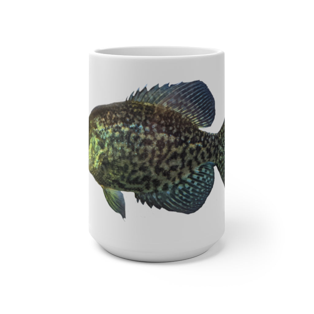 A whimsical colored fish design on a color-changing ceramic mug, showcasing its vibrant transformation when filled with hot liquid.