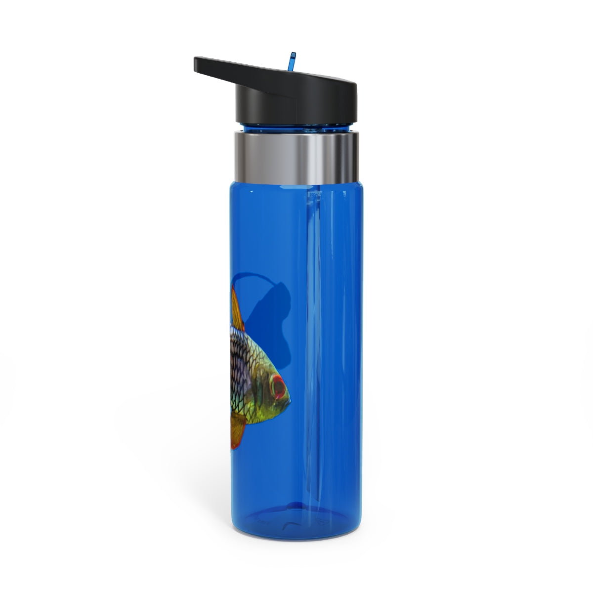 Colored Fish Kensington Tritan™ Sport Bottle in vibrant colors with a carabiner hook and straw, showcasing its lightweight and durable design.