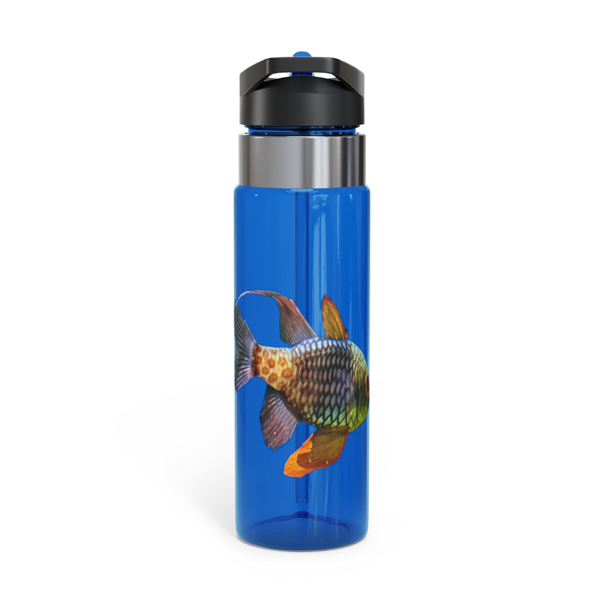 Colored Fish Kensington Tritan™ Sport Bottle in vibrant colors with a carabiner hook and straw, showcasing its lightweight and durable design.