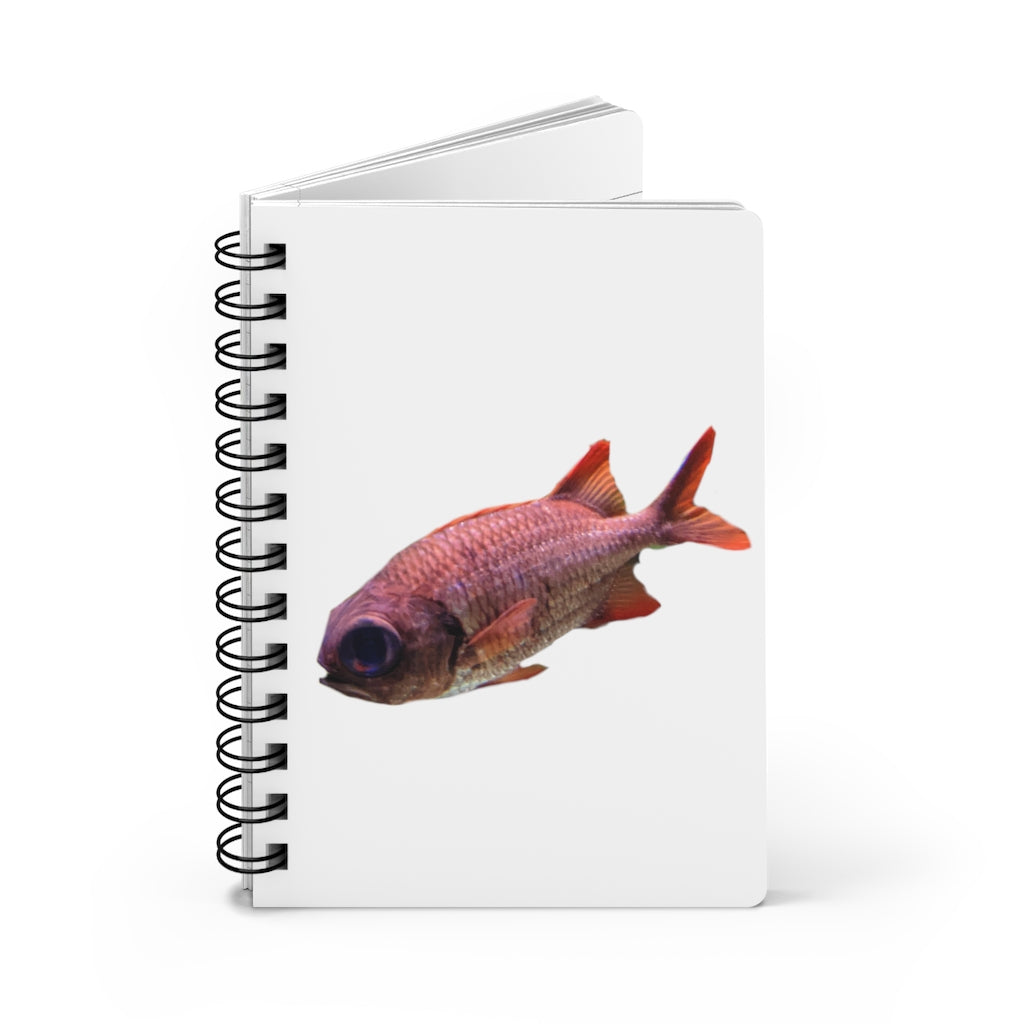 A colorful spiral bound journal featuring a vibrant fish design on a glossy laminated cover, showcasing its durable and stylish appearance.