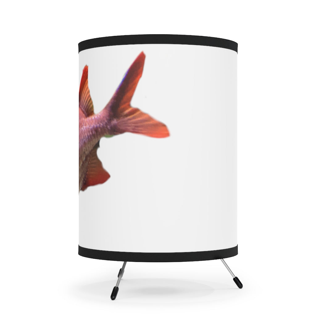 Colored Fish Tripod Lamp with high-res printed shade and galvanized steel base, showcasing a modern design suitable for home decor.