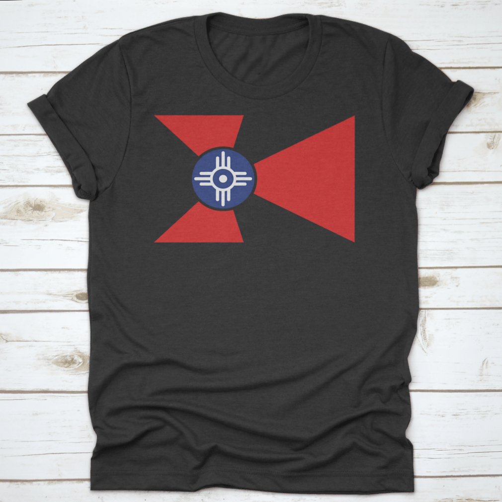 Colored logo of Wichita, Kansas national flag vector on a cotton fabric, showcasing vibrant colors and detailed design.