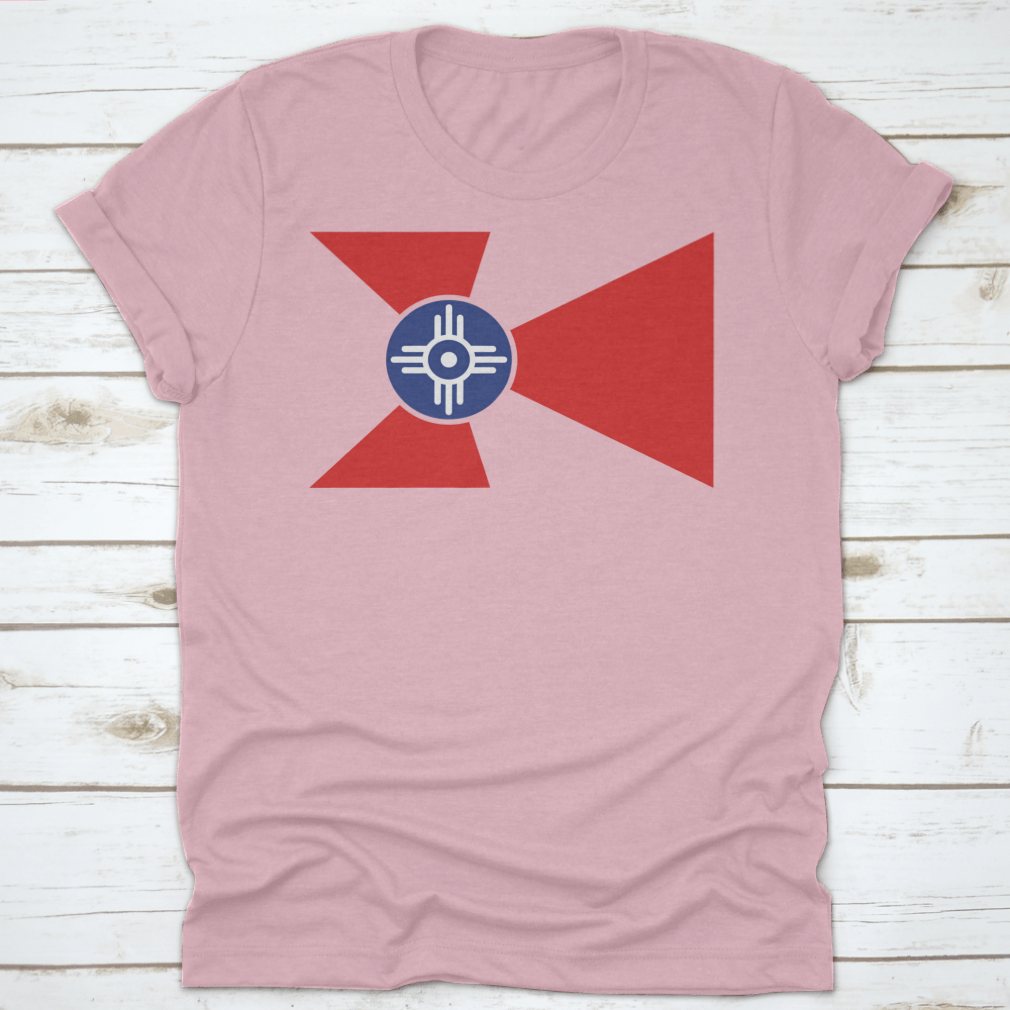 Colored logo of Wichita, Kansas national flag vector on a cotton fabric, showcasing vibrant colors and detailed design.