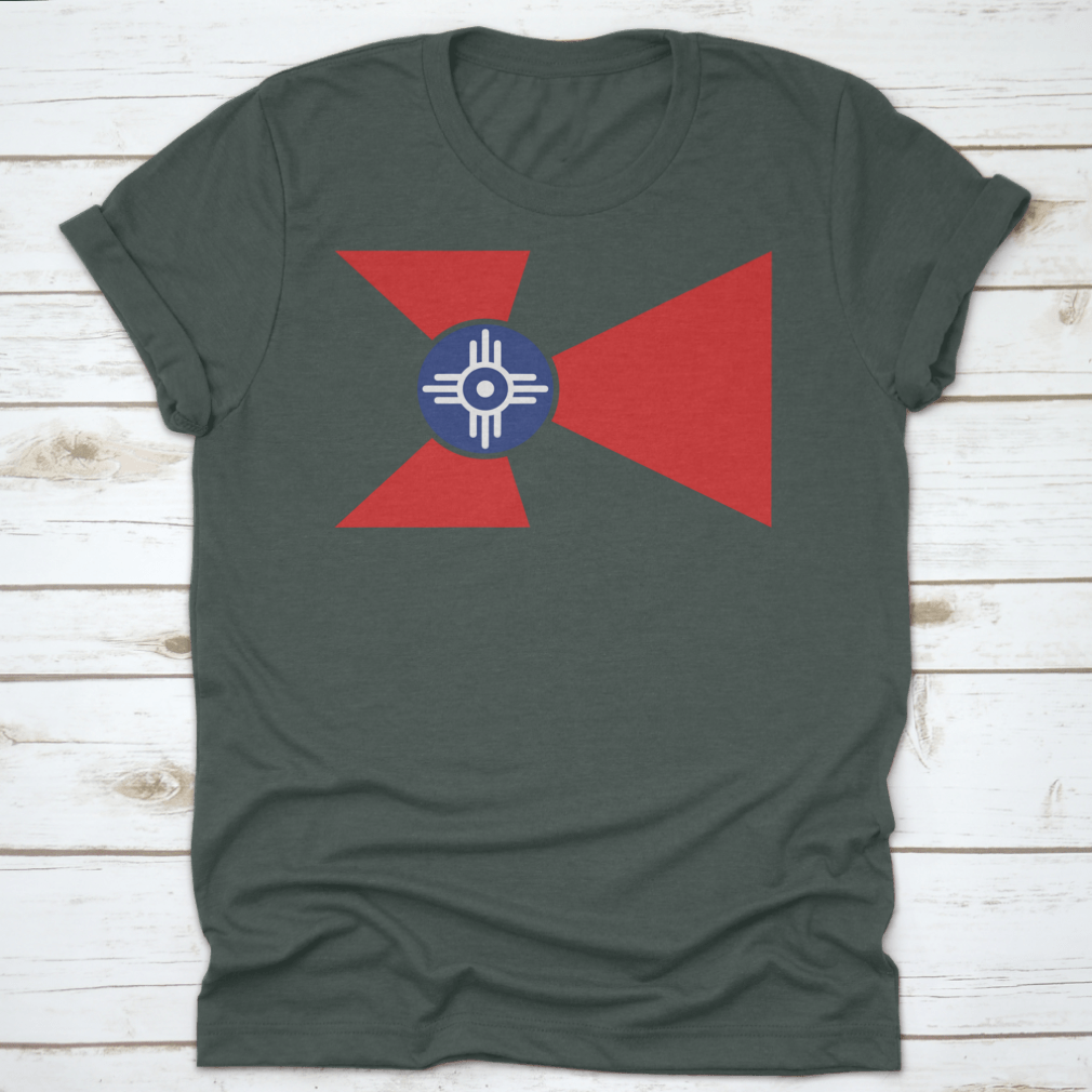 Colored logo of Wichita, Kansas national flag vector on a cotton fabric, showcasing vibrant colors and detailed design.