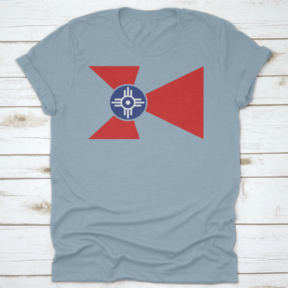 Colored logo of Wichita, Kansas national flag vector on a cotton fabric, showcasing vibrant colors and detailed design.