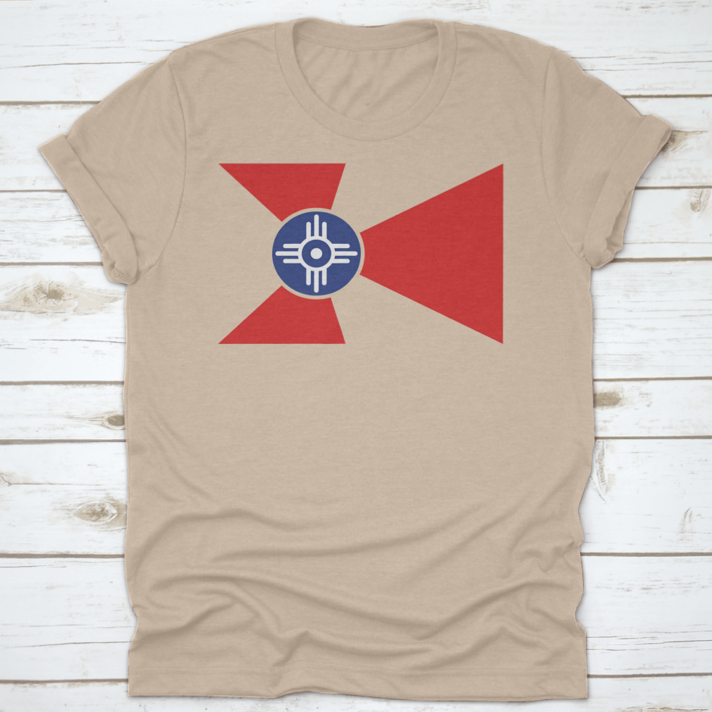 Colored logo of Wichita, Kansas national flag vector on a cotton fabric, showcasing vibrant colors and detailed design.