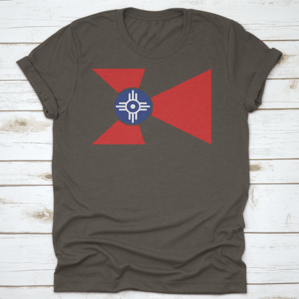 Colored logo of Wichita, Kansas national flag vector on a cotton fabric, showcasing vibrant colors and detailed design.