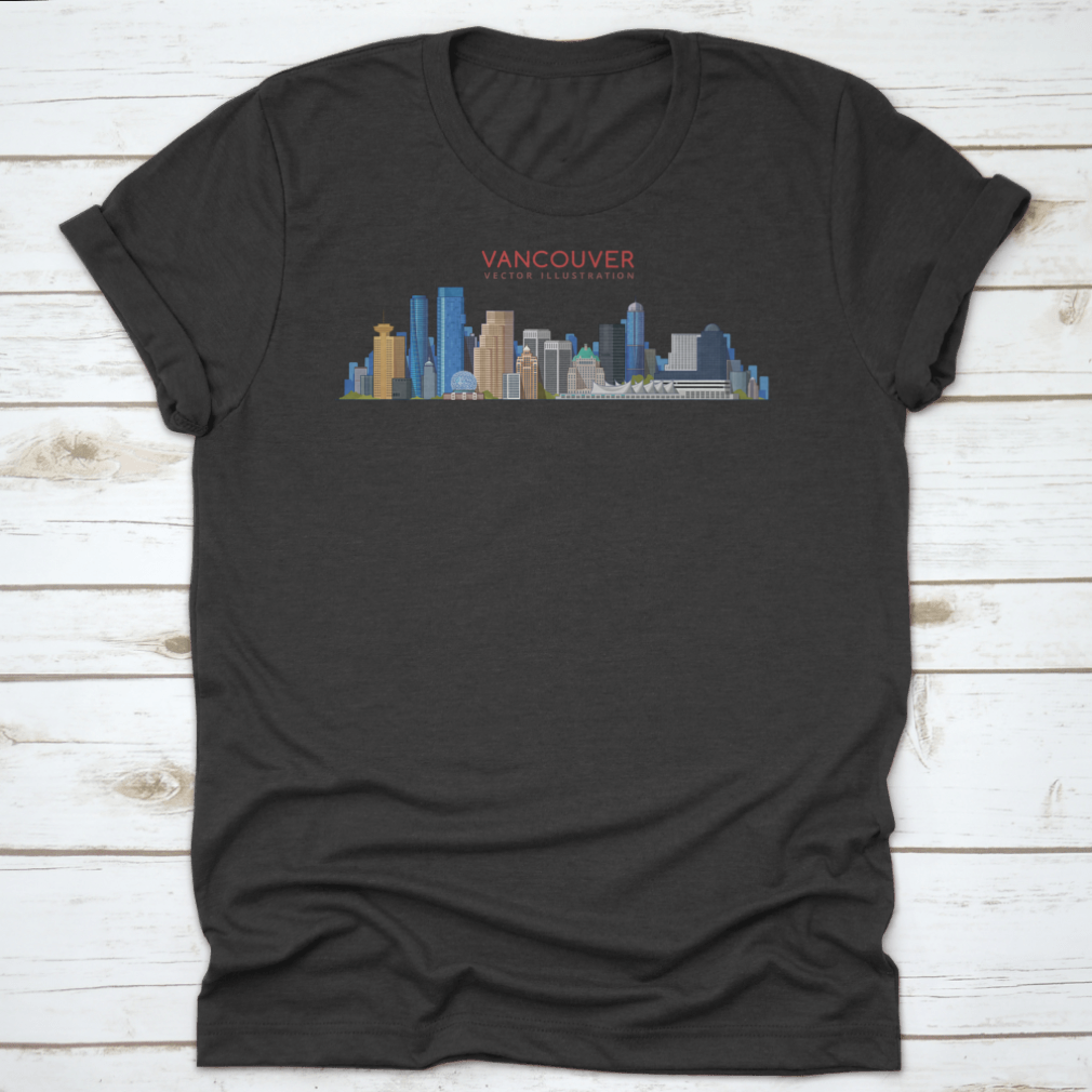 Colored Vancouver City Skyline design showcasing urban architecture in vibrant colors.