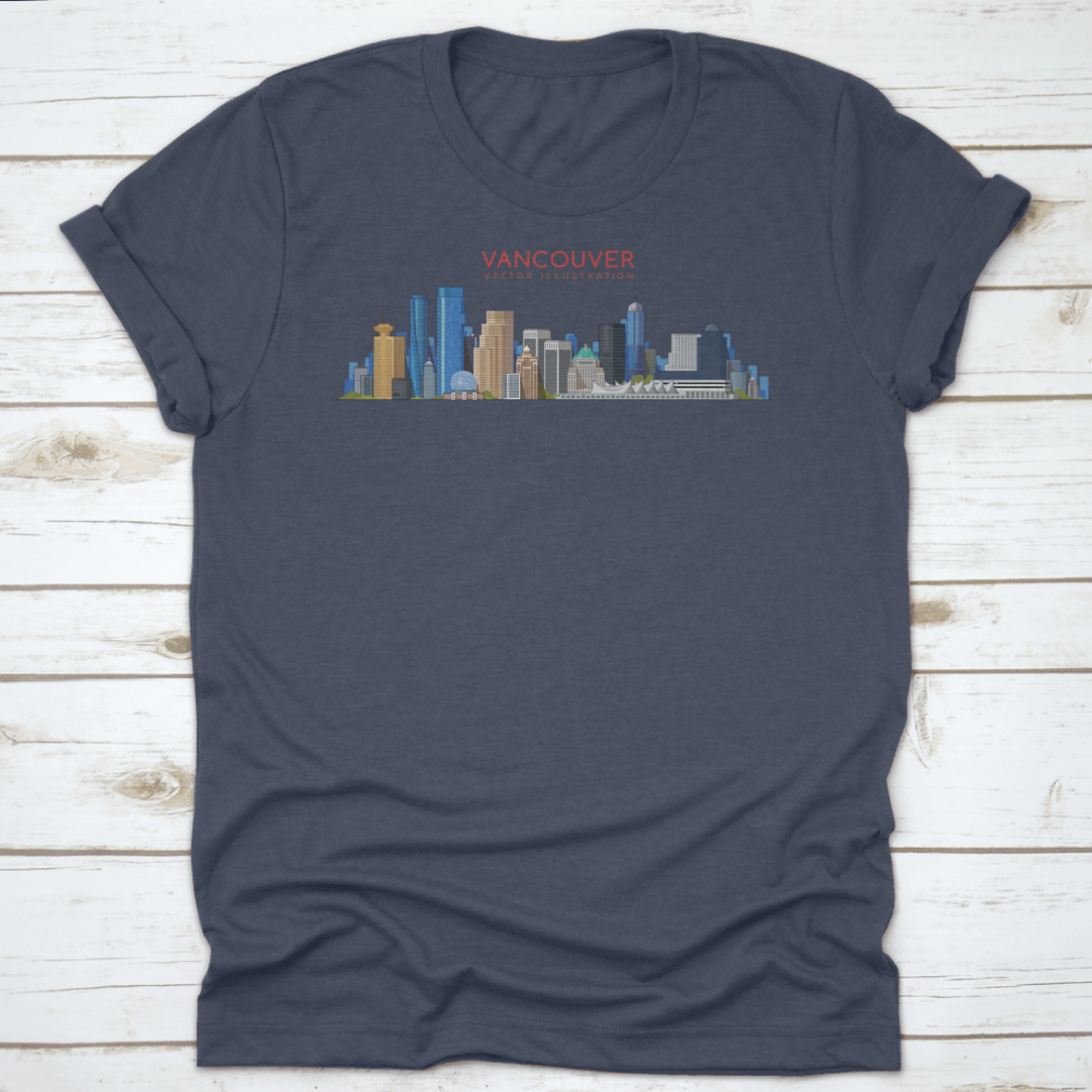 Colored Vancouver City Skyline design showcasing urban architecture in vibrant colors.