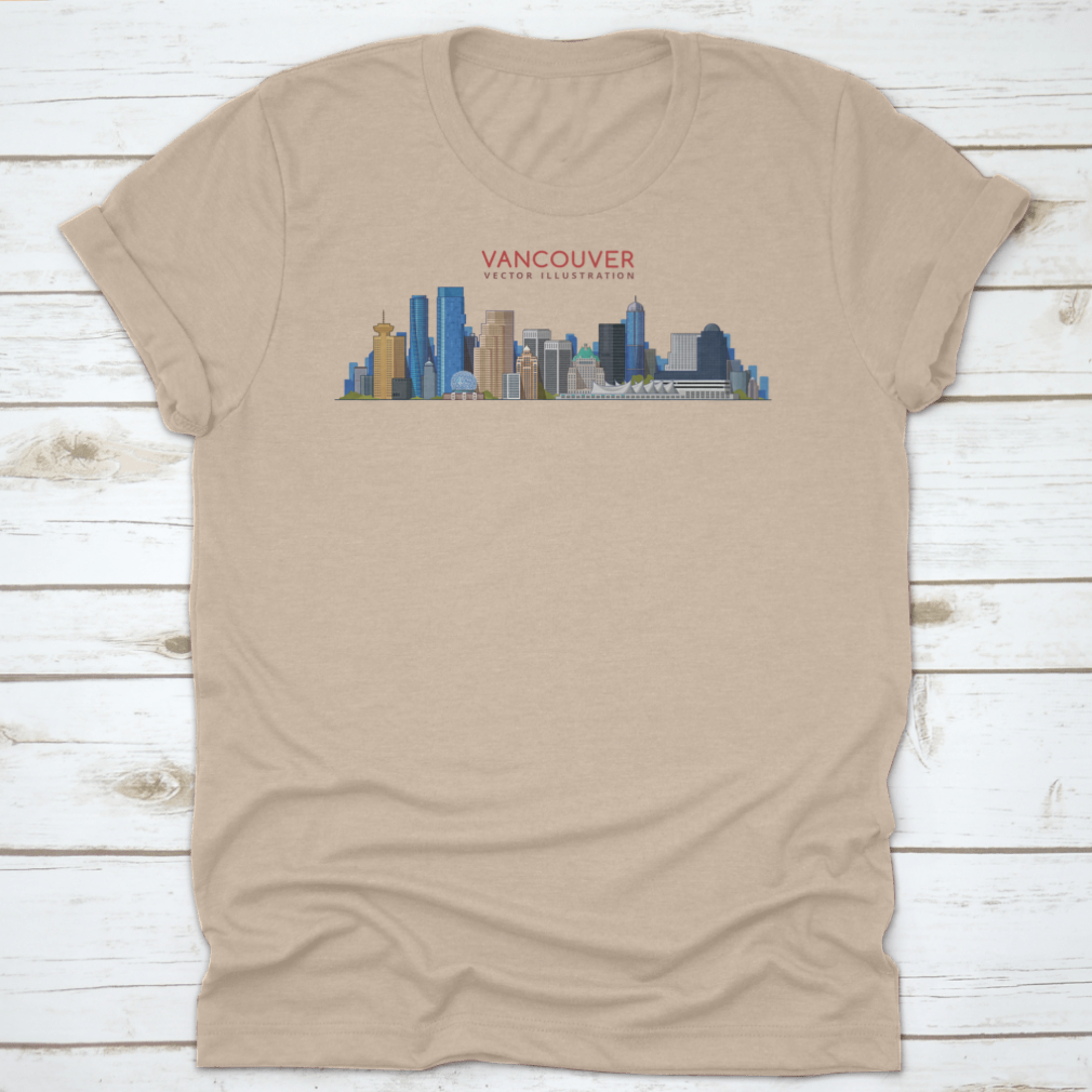 Colored Vancouver City Skyline design showcasing urban architecture in vibrant colors.